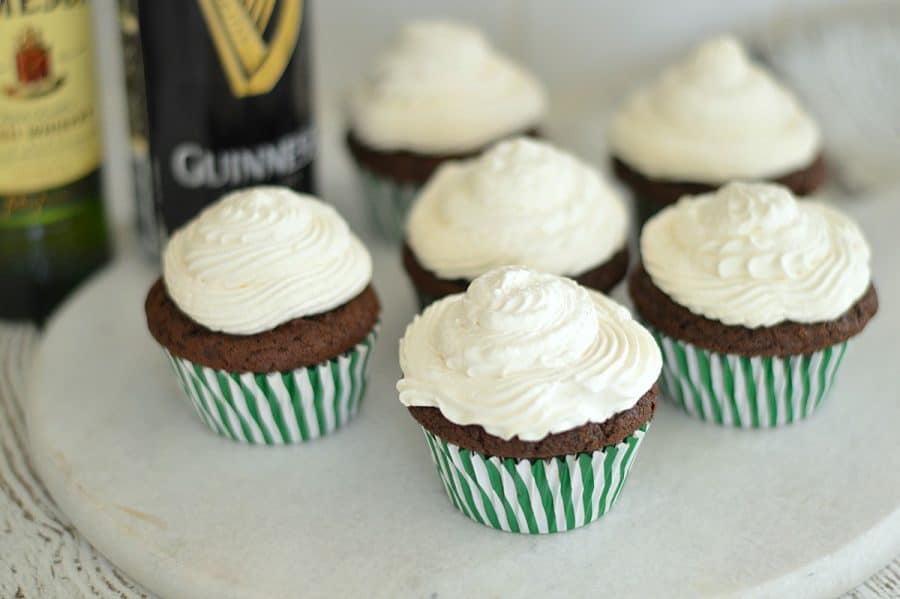 These Irish coffee cupcakes are topped with a fresh-made whipped cream