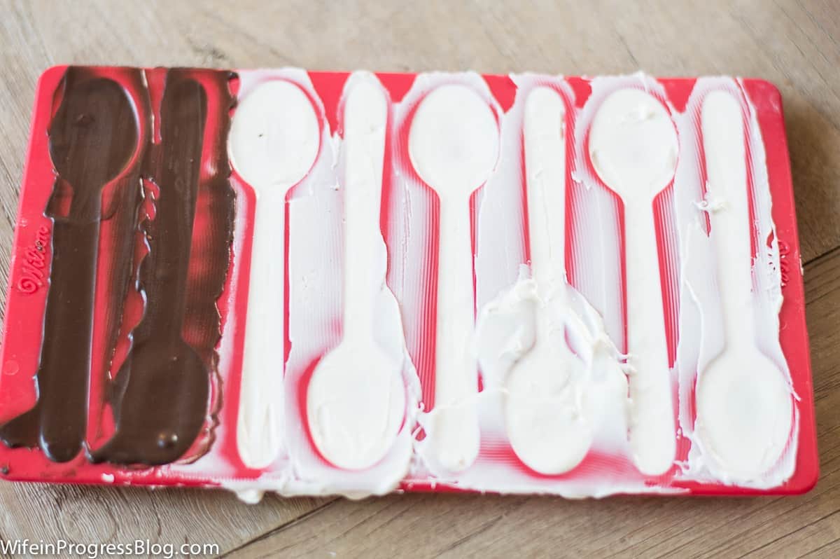 White and milk chocolate spoon molds