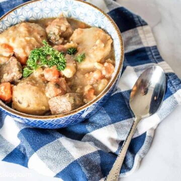 Authentic Irish Stew with beef, lamb, potatoes and carrots