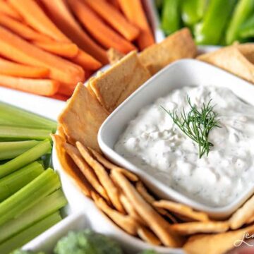 The best vegetable dip recipe made with sour cream, dill, dried onions and garlic salt.