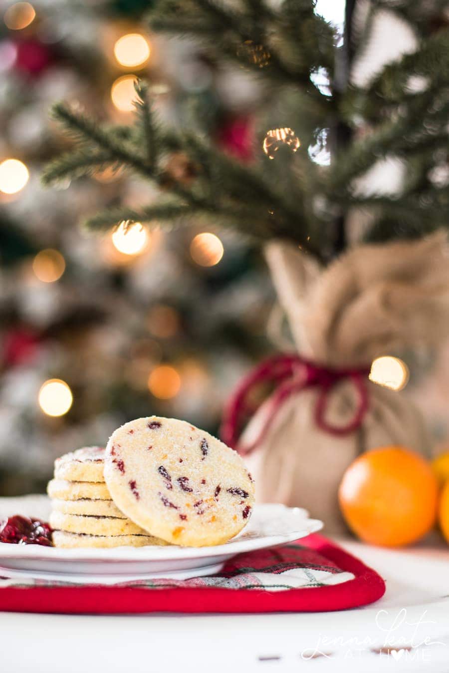 All butter dried cranberry orange shortbread cookies