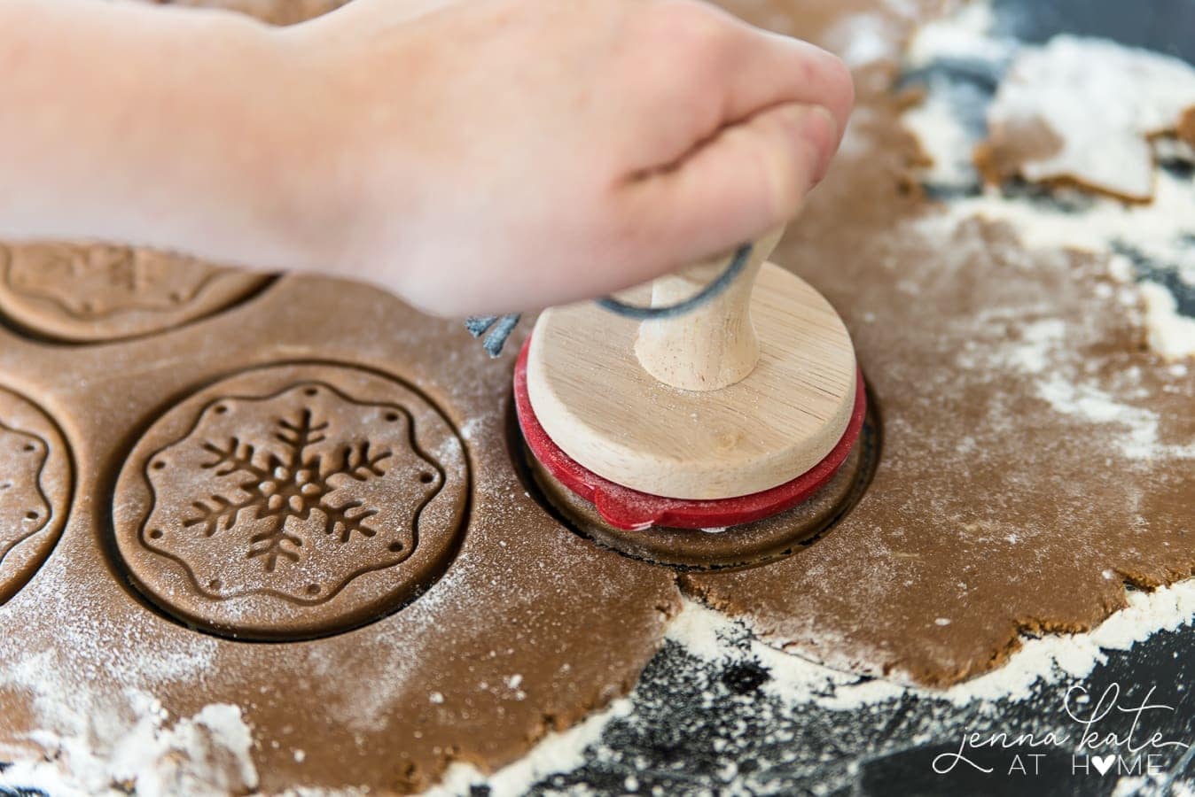 roll out spiced gingerbread holiday cookies