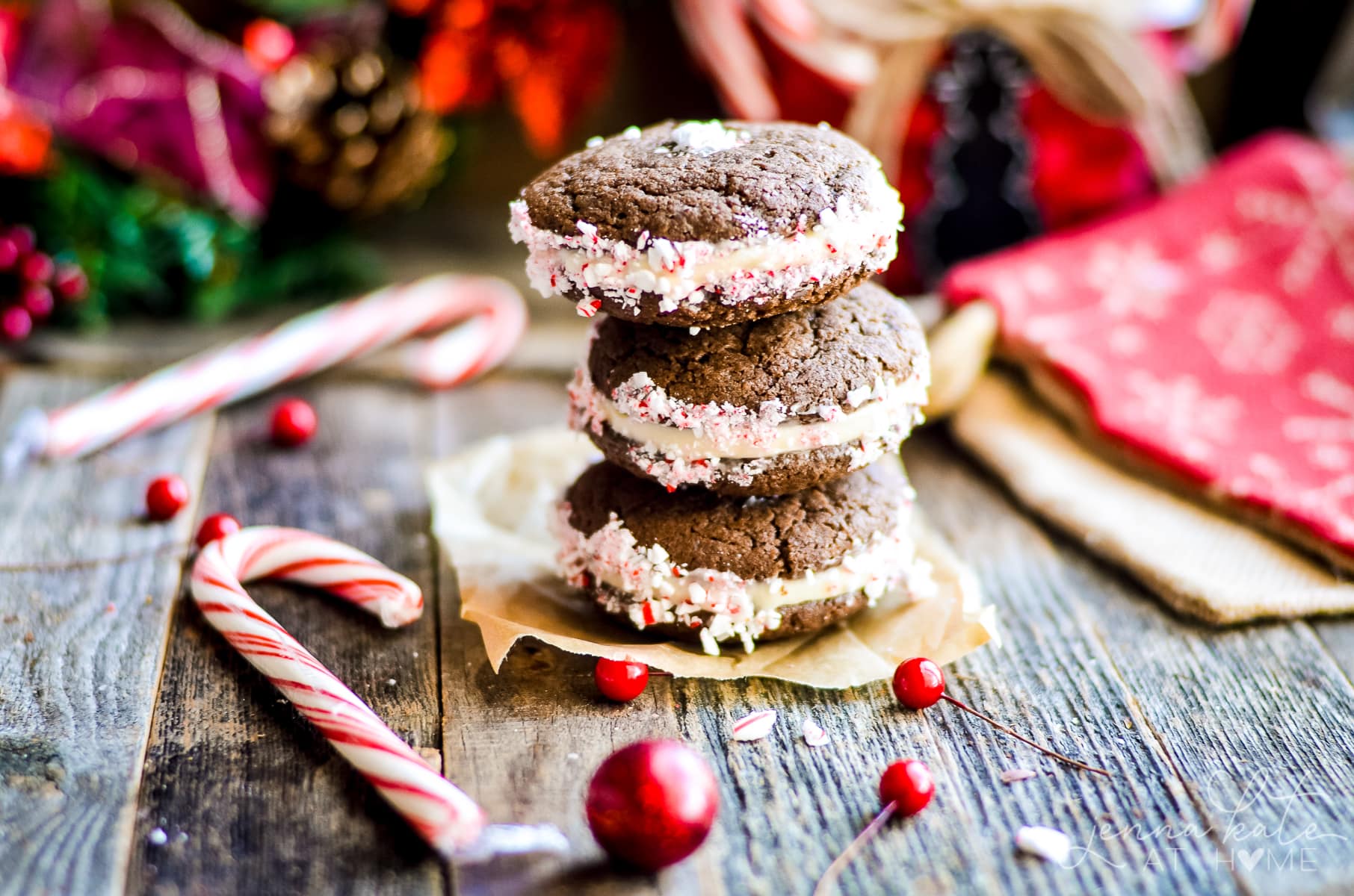Chocolate Peppermint Cookies - The Best Christmas Sandwich Cookie!