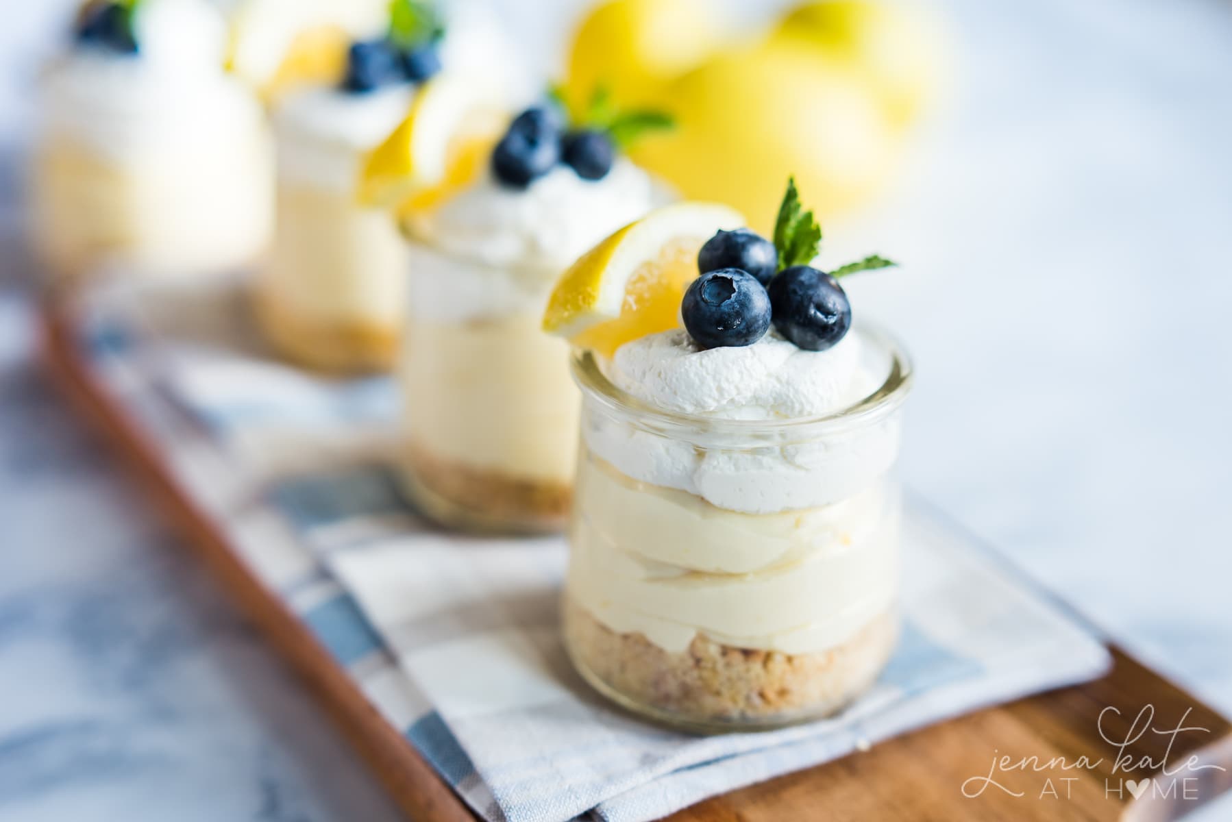 Light lemon mousse with biscotti base, lemon curd mousse and freshly whipped cream.