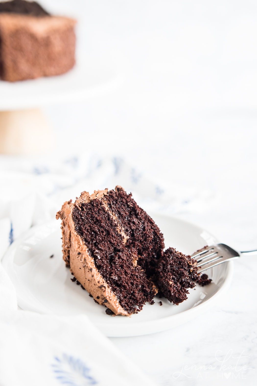 Light and fluffy chocolate cake thanks to ingredients like coffee and buttermilk
