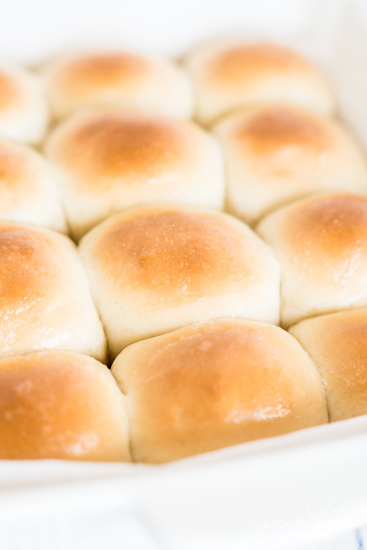 Close up of the perfect homemade dinner rolls that are simple to make with only a few ingredients