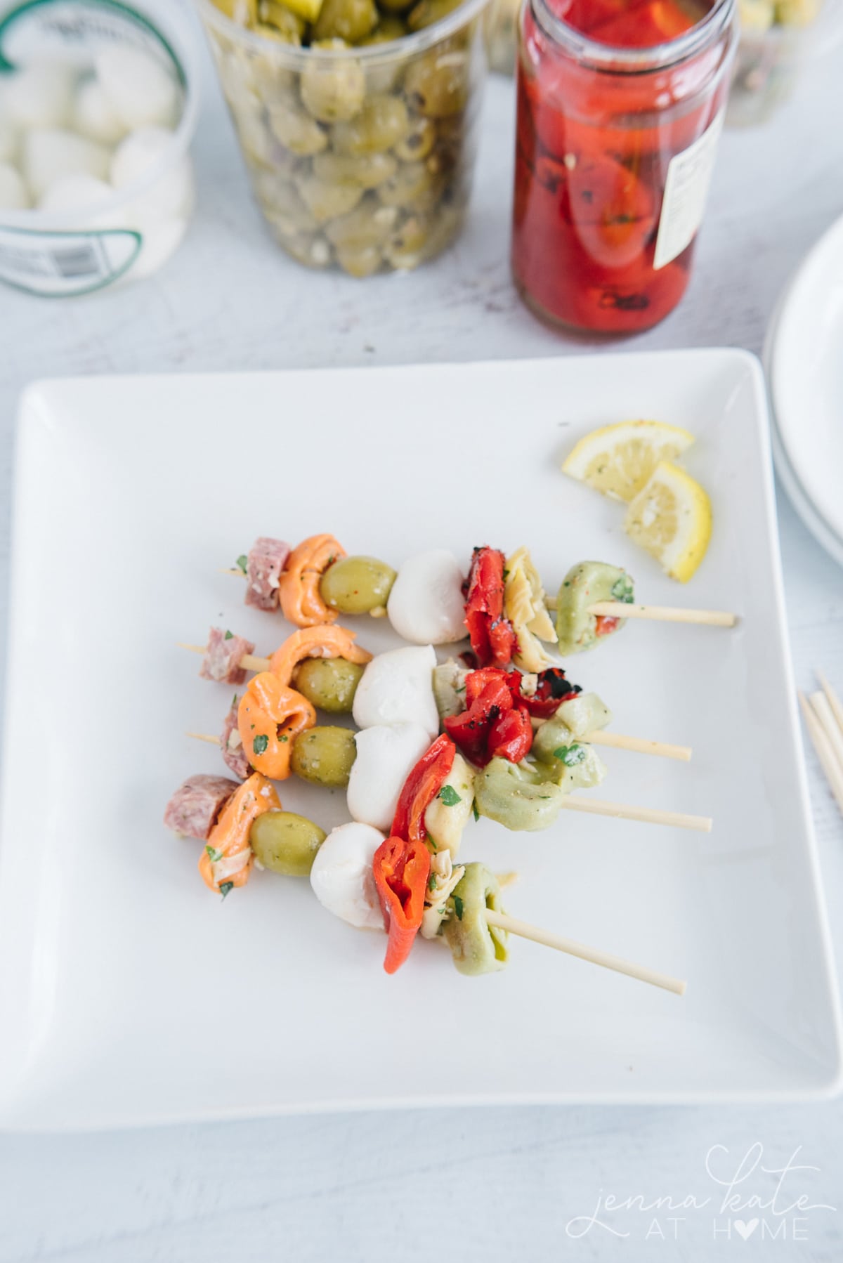 four finished skewers on a plate