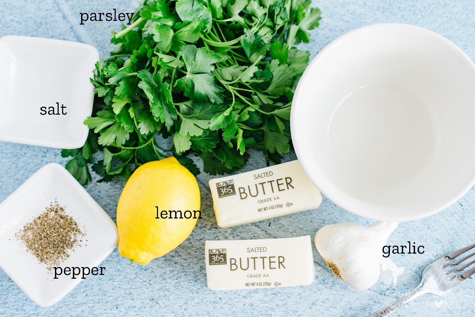 ingredients for the garlic herb butter