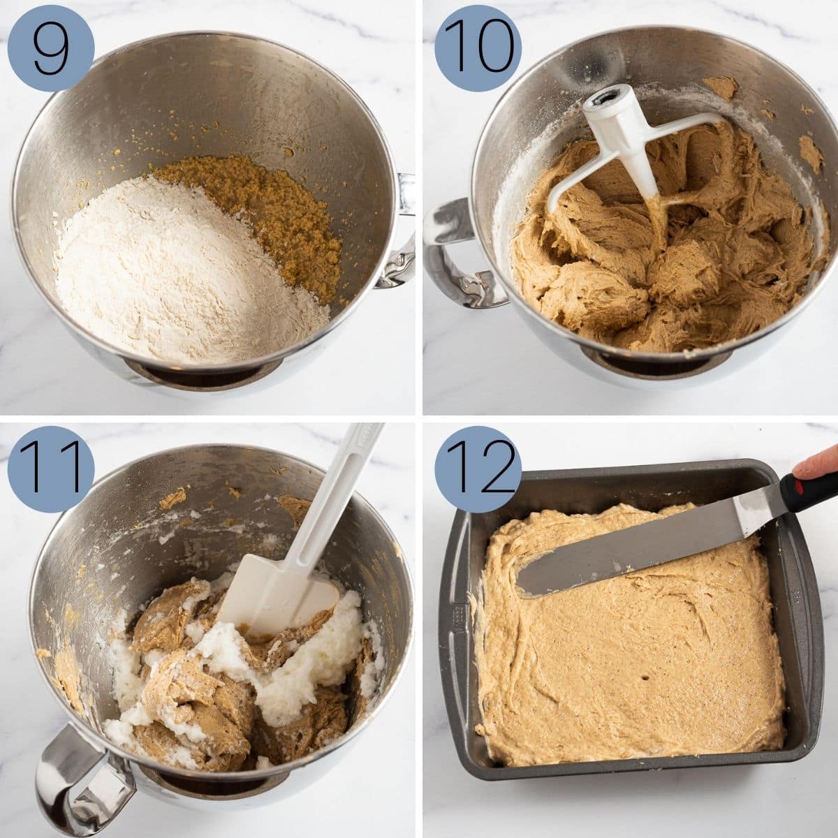 steps 9 to 12 of making the spice cake recipe