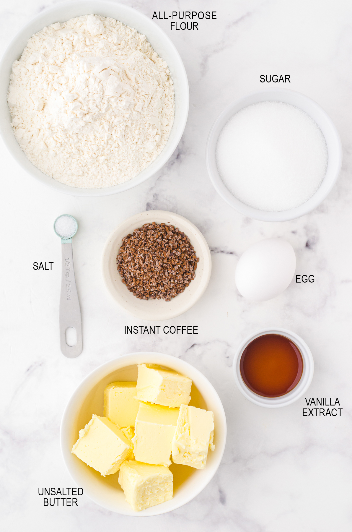 ingredients for the coffee cookies recipe