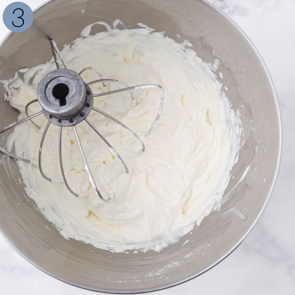 whipped cream in a large bowl