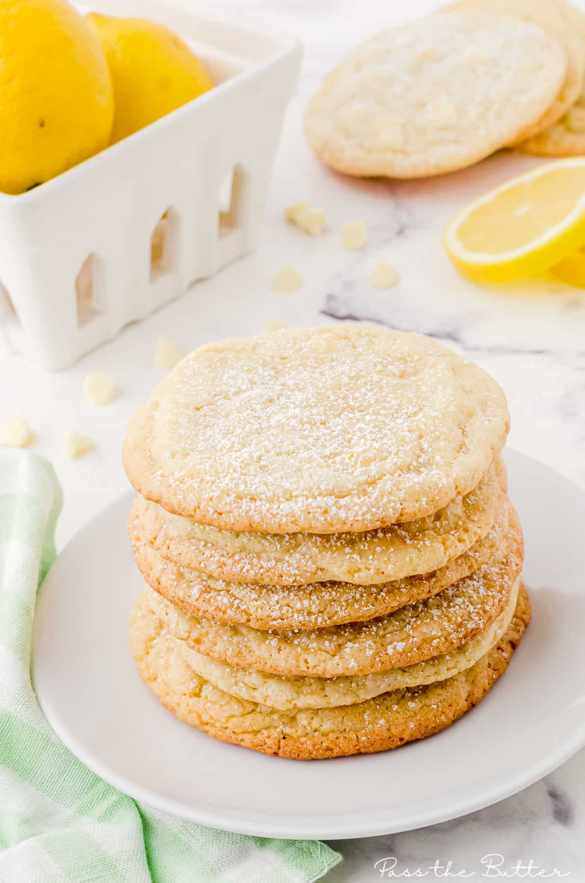 stack of lemon drop cookies