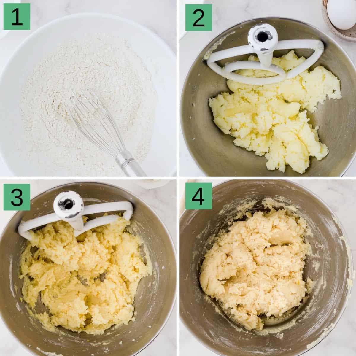 first 4 steps of making the cookies