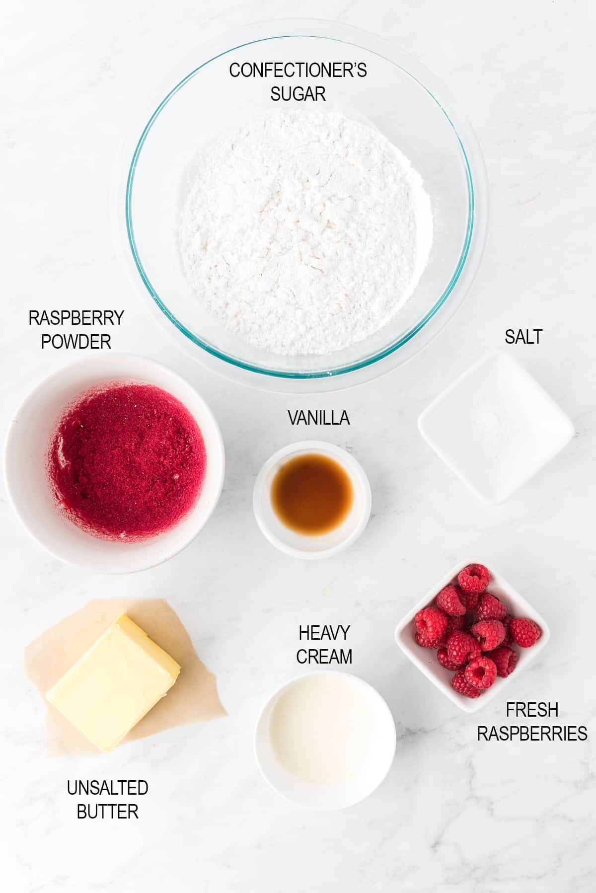 ingredients for raspberry buttercream
