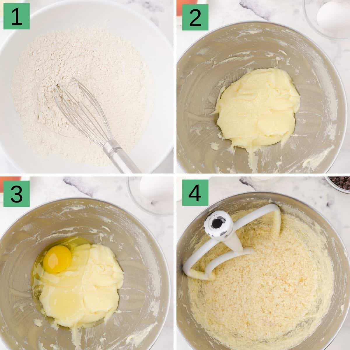collage of steps 1 to 4 of making the cupcakes