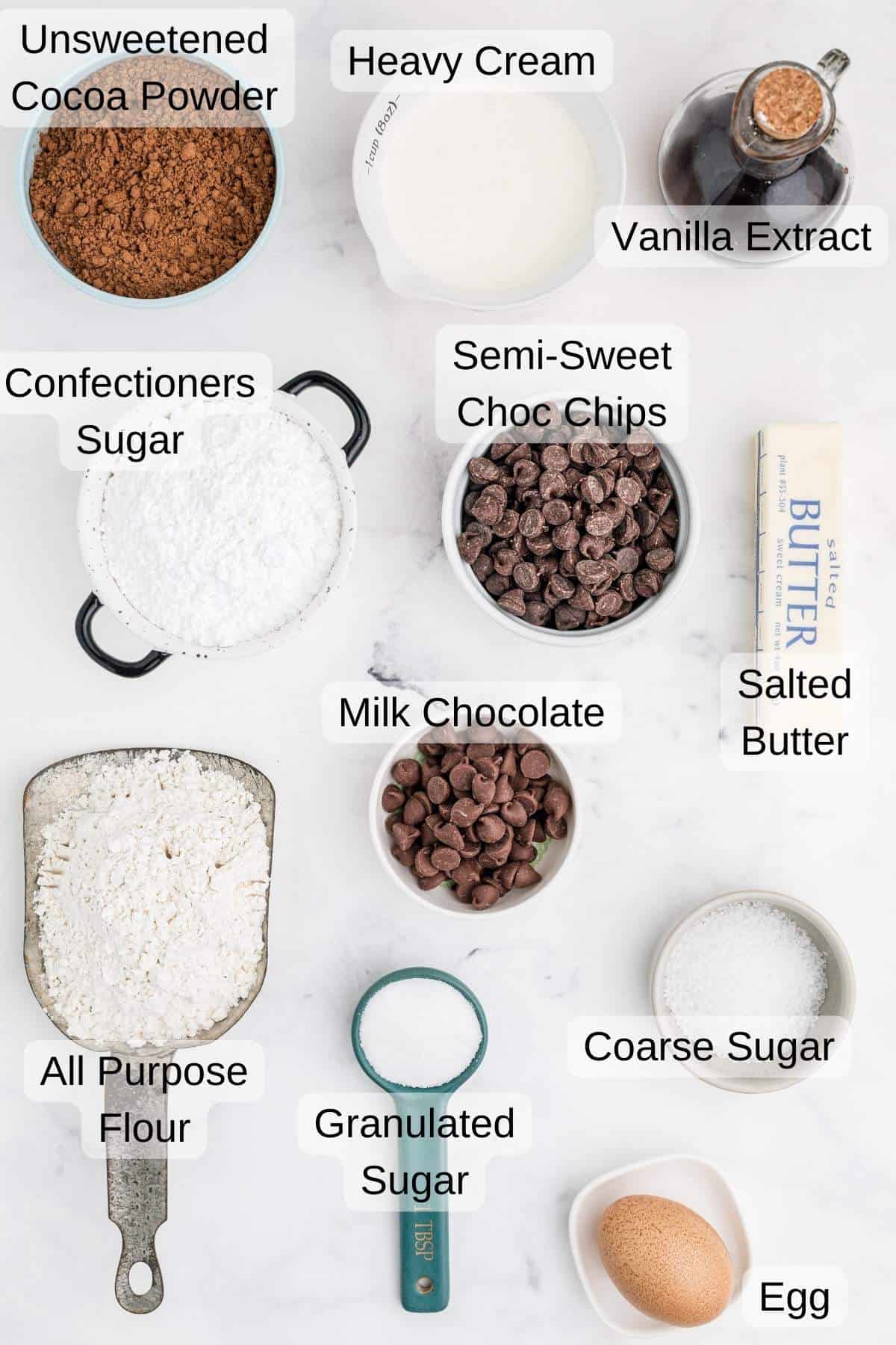 ingredients needed to make homemade chocolate pop tarts