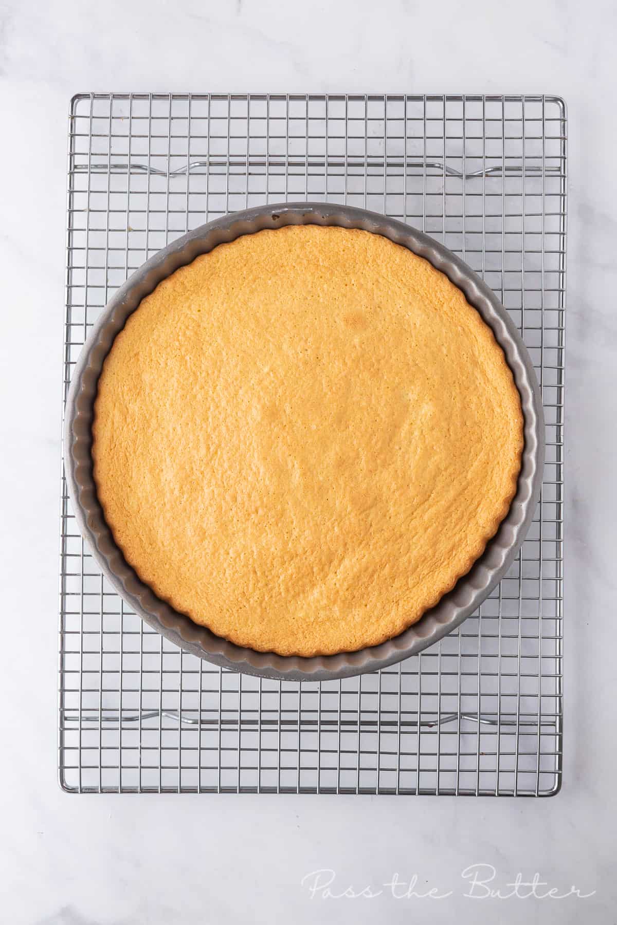 allow the baked flan to cool on a wire rack