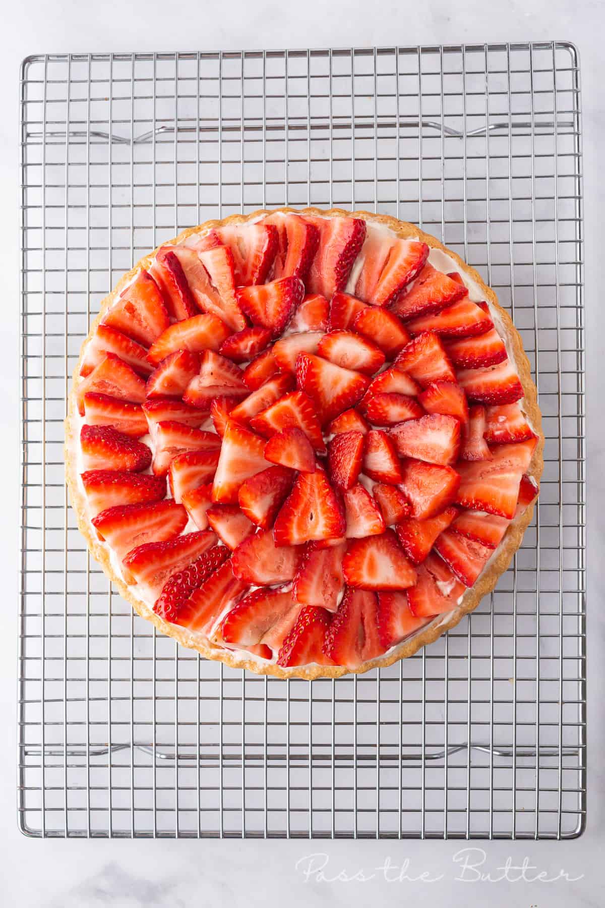 Place sliced strawberries on top
