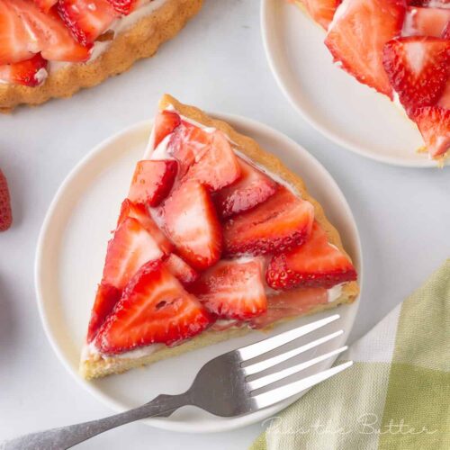 Strawberry Flan Slice on a plate